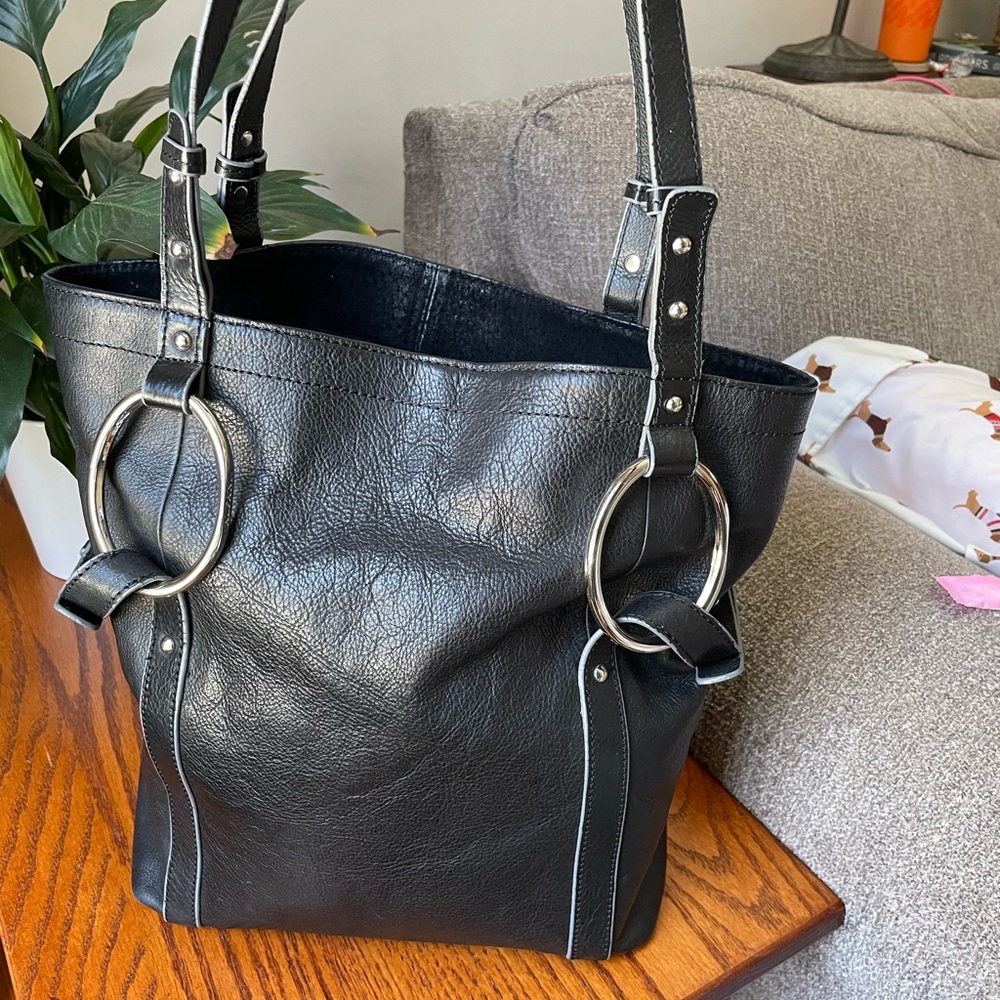 Alfani black leather shoulder bag.
